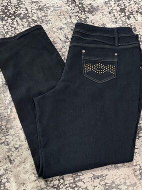 I.Q. & COMPANY New NWOT Black Skinny Jeans Studded Pocket Plus Size 18
